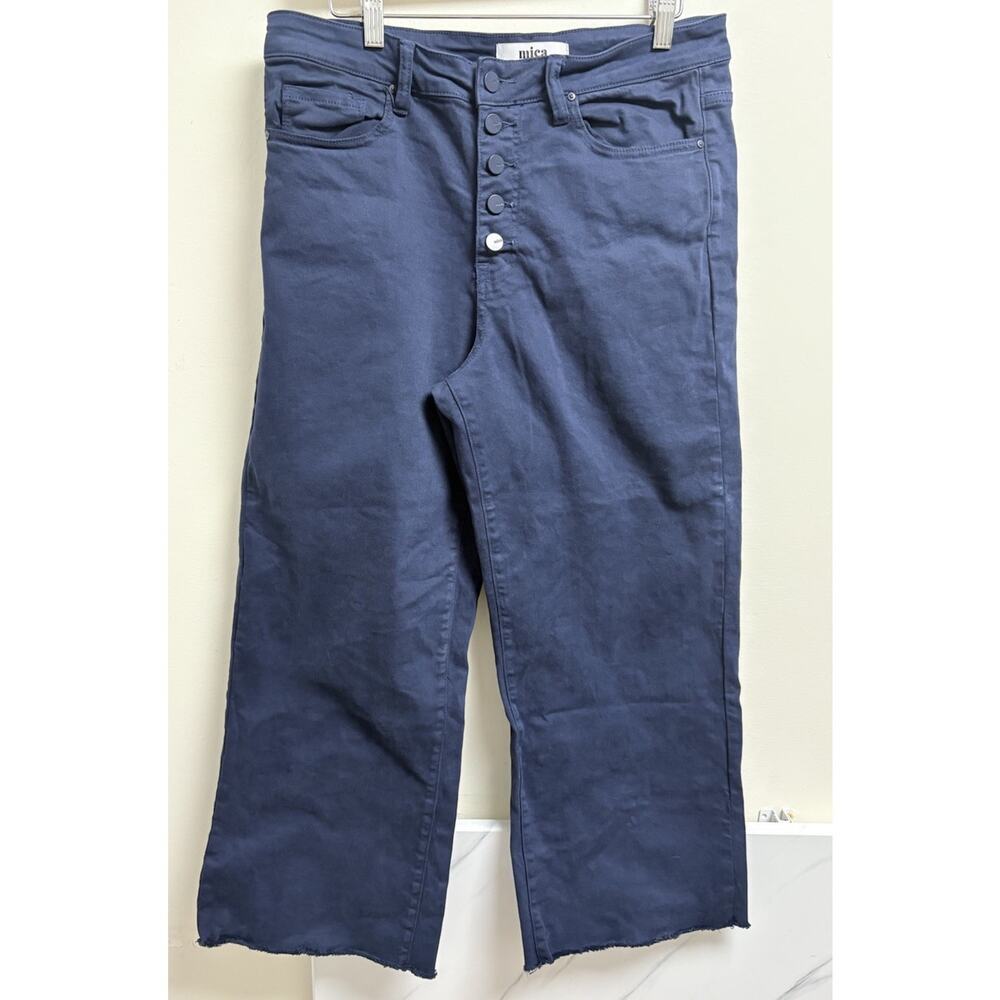 Mica Los Angeles Women’s Blue Khaki Wide Leg Crop Pants Size 30 X 26 High Rise